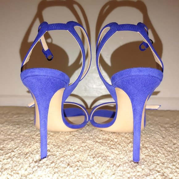 NEW CASADEI pellame open toe ankle strap blue suede sandals heels EU 35.5 - Picture 6 of 15